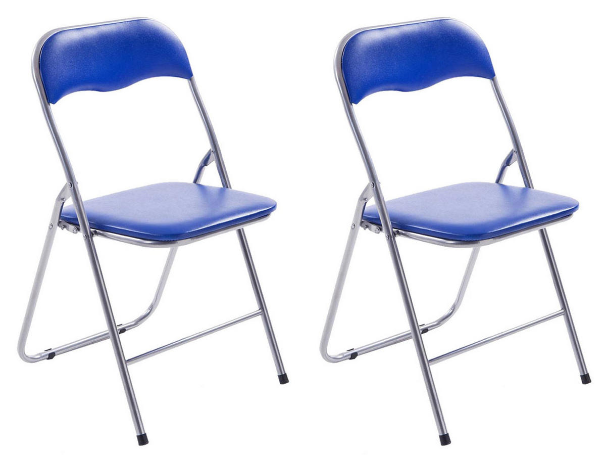 KLAPPSTUHL 2er Set Kunststoff blau/silber - Blau/Silberfarben, Kunststoff/Textil (45/78/45cm) - CLP