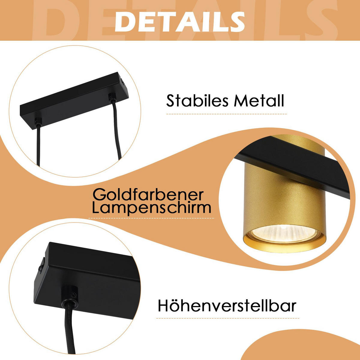 LED HÄNGELEUCHTE FRANZISKa II 85/12/155 cm - Goldfarben, Metall (85/12/155cm) - Nettlife