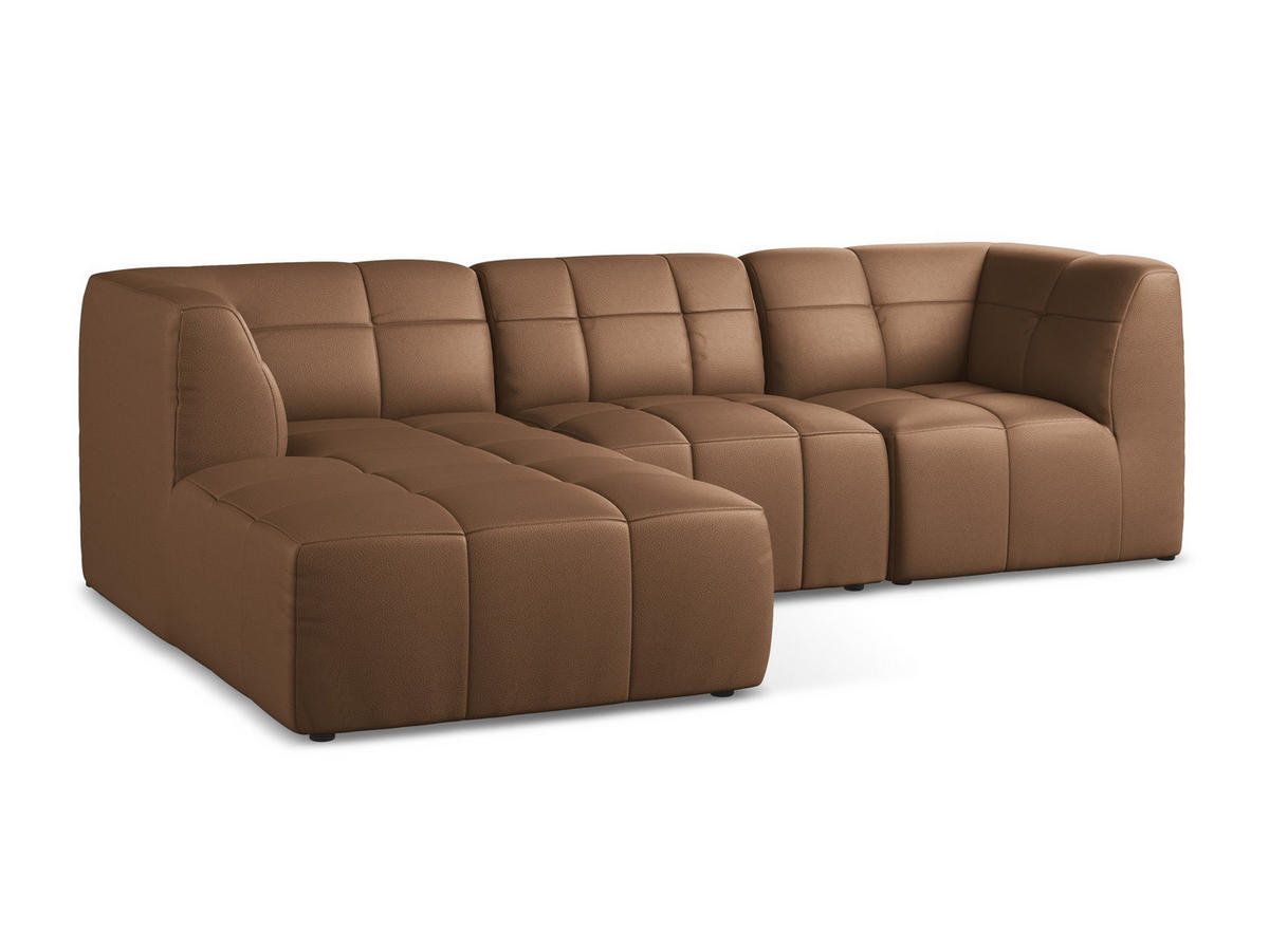 ECKSOFA Links Kunstleder Braun - Schwarz/Mokka, Holzwerkstoff/Kunststoff (266/175cm) - Makamii