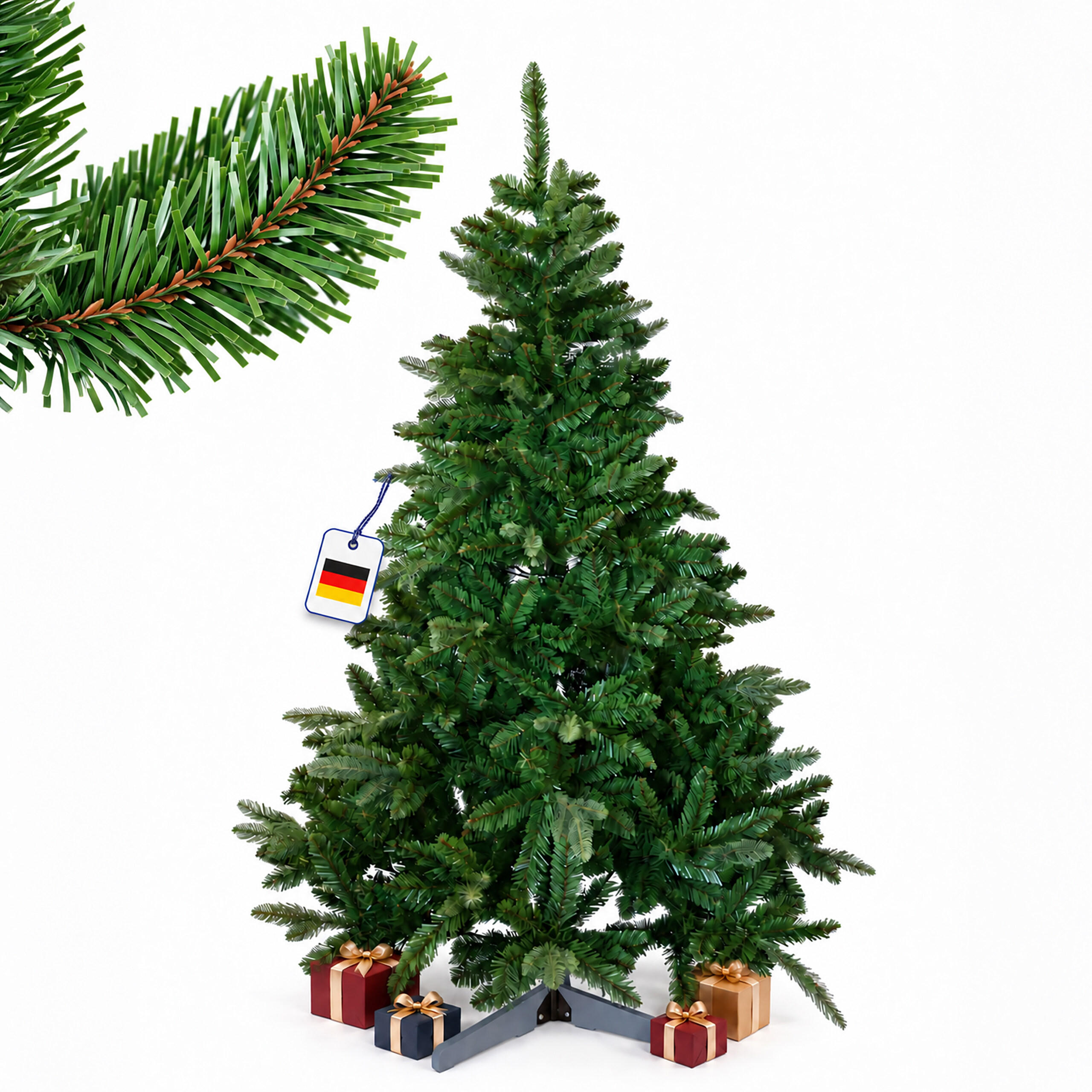 STROMEK Zelený umělý Nordmannova jedle 210 cm bez osvětlení - tmavě zelená, dřevo/plast (210cm) - Relaxdays