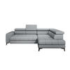 ECKSOFA BAGGIO Letto Stoff, Schlaffunktion, Bettkasten, Sitztiefe, Kopfstützen 280x196cm – Rechts – Hellgrau - Hellgrau, Holz/Textil (280/196cm) - DomoHome