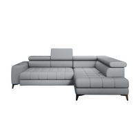 ECKSOFA BAGGIO Letto Stoff, Schlaffunktion, Bettkasten, Sitztiefe, Kopfstützen 280x196cm – Rechts – Hellgrau - Hellgrau, Holz/Textil (280/196cm) - DomoHome