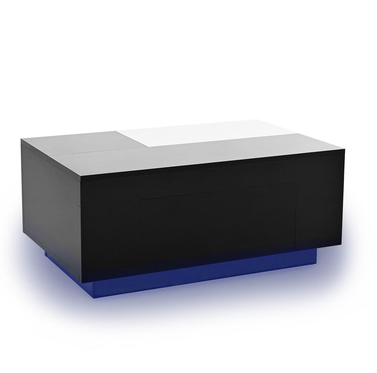 COUCHTISCH 80/50/35.5 cm schwarz-weiß aus MDF mit LED-Beleuchtung und Stauraum - Schwarz, Holzwerkstoff (80/50/35.5cm) - OKMYHOME