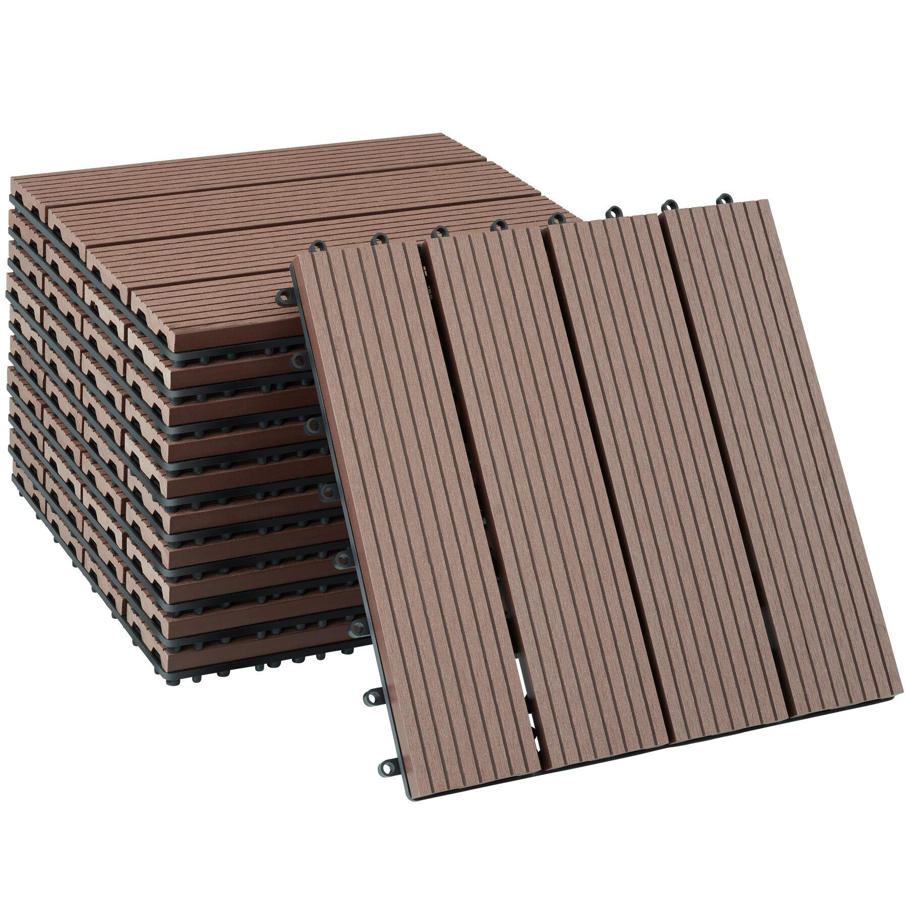 TERRASSENFLIESEN Tegulas,31 x 31 x 2,2 cm,braun - Braun, Kunststoff (31/31/2.2cm) - tectake
