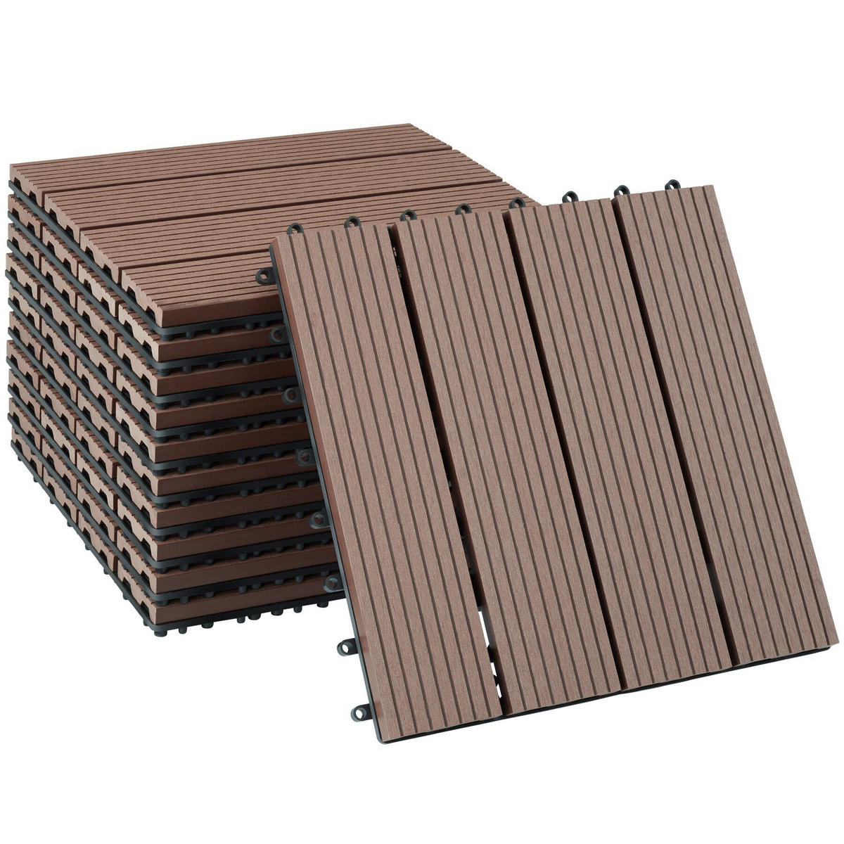 TERRASSENFLIESEN Tegulas,31 x 31 x 2,2 cm,braun - Braun, Kunststoff (31/31/2.2cm) - tectake