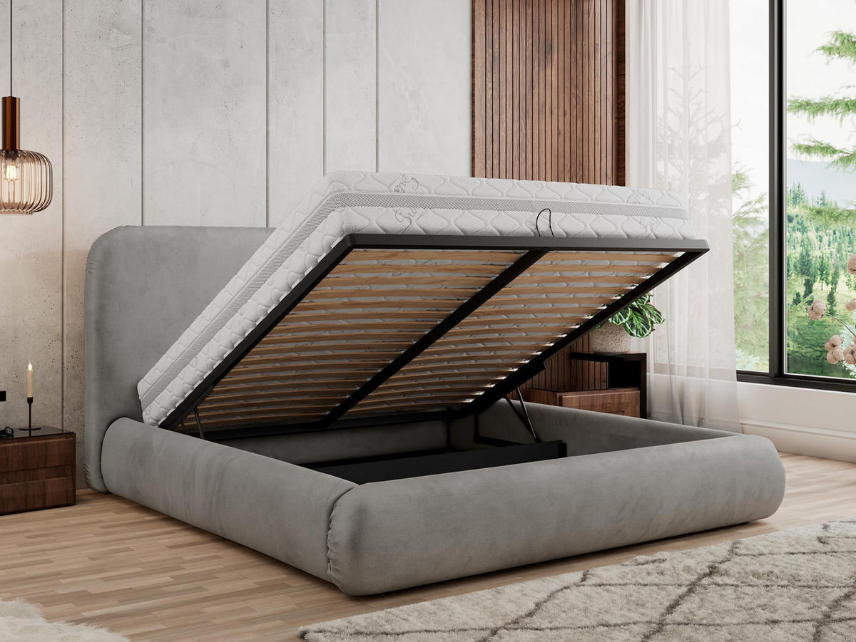 POLSTERBETT BENEA CLASSIC 200/200 - Hellgrau Velvet - Multipocket-Matratze - Hellgrau, Textil (200/200cm) - MKS