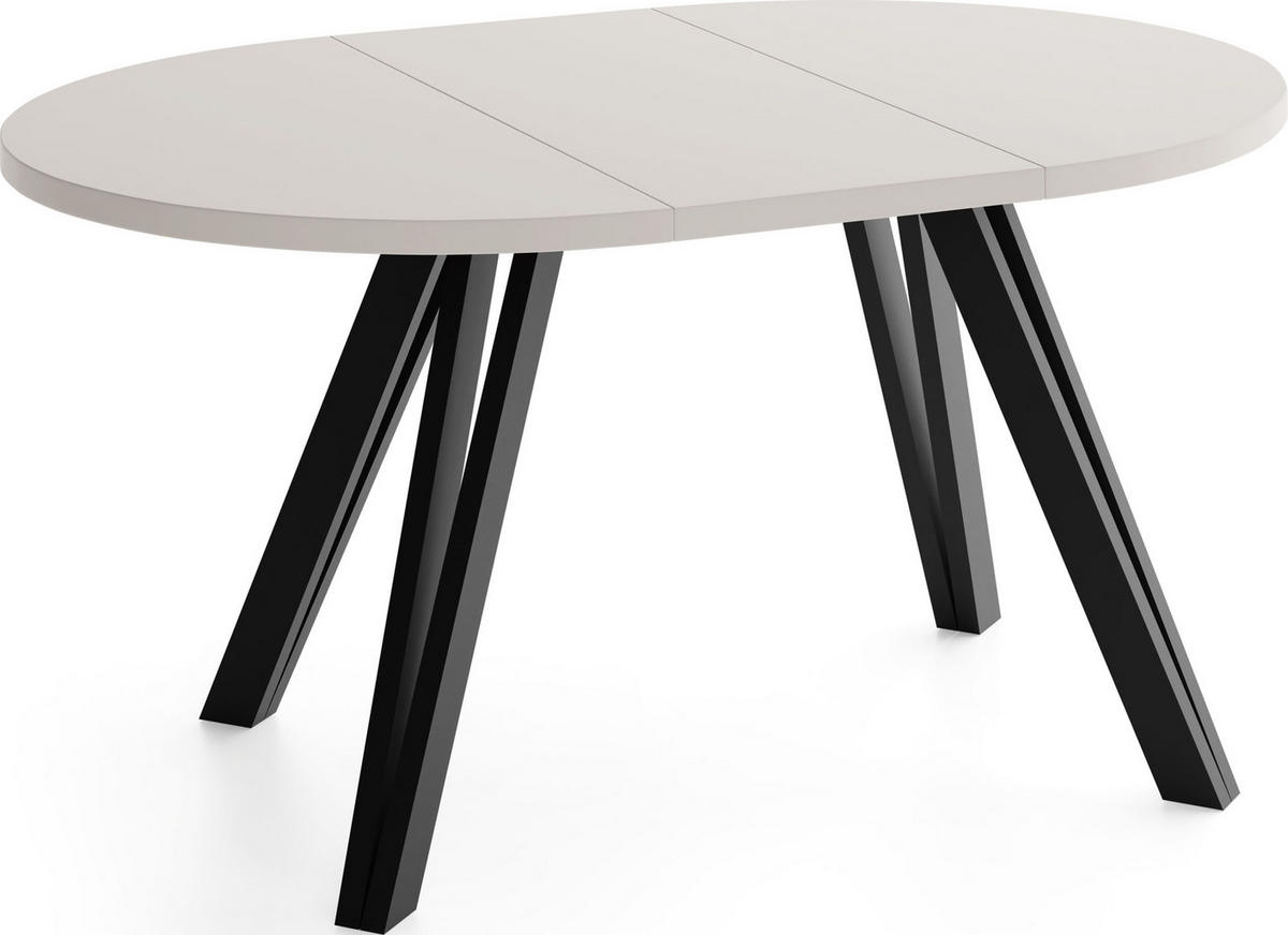 ESSTISCH Ravero runder ausziehbarer, Kaschmir 100-140/100/77 cm - Kaschmir/Schwarz, Holz/Holzwerkstoff (100/100/77cm) - WFL GROUP