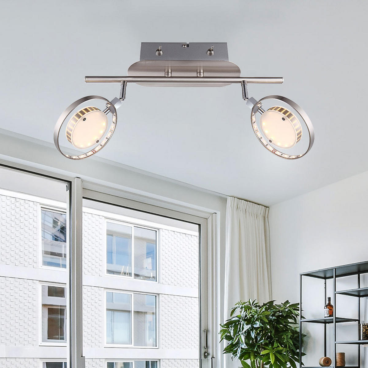 LED DECKENLEUCHTE KATHARINA Silber Nickel matt - Silberfarben, Glas (24.5/24.5/36cm) - Globo Lighting