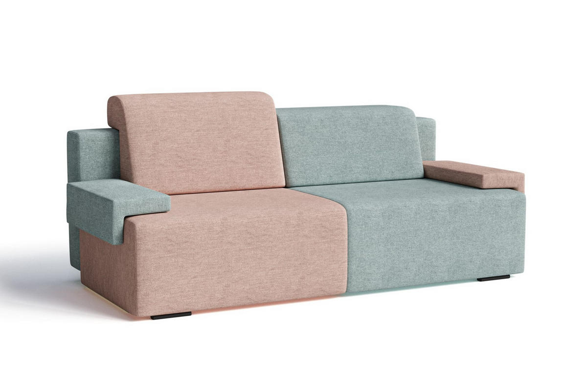 SCHLAFSOFA HOOK - Schmutziges Rosa +Türkis (Diosa 60 + 70) - Rosa, Holzwerkstoff (200/88/98cm) - Möblo