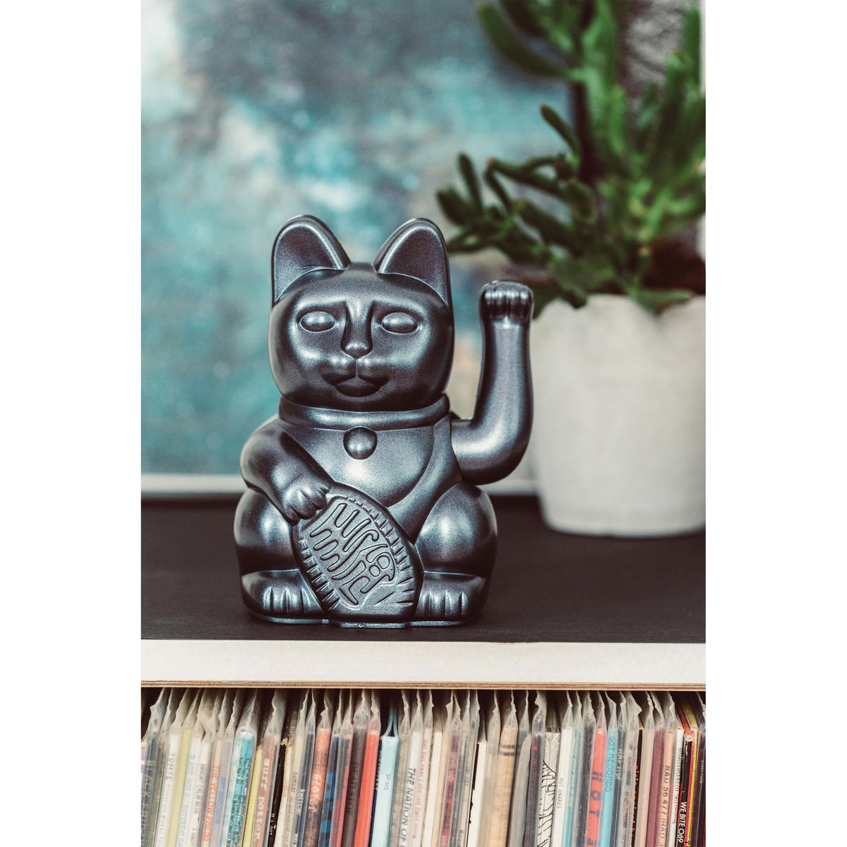 WINKEKATZE Lucky Cat Maneki Neko, Kunststoff, Galaxy, 15 cm - Blau, Kunststoff (10.5/15/8.5cm) - Donkey Products