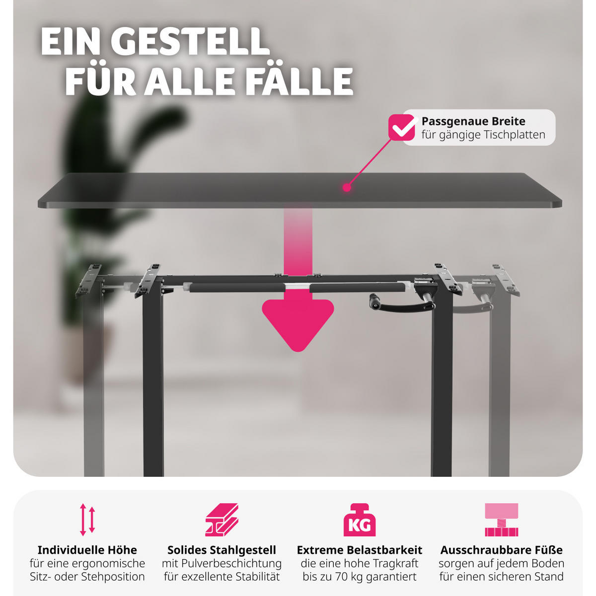 TISCHGESTELL Idun,84 - 129 x 60 x 71 - 121 cm,schwarz - Schwarz, Textil (60/129/121cm) - tectake