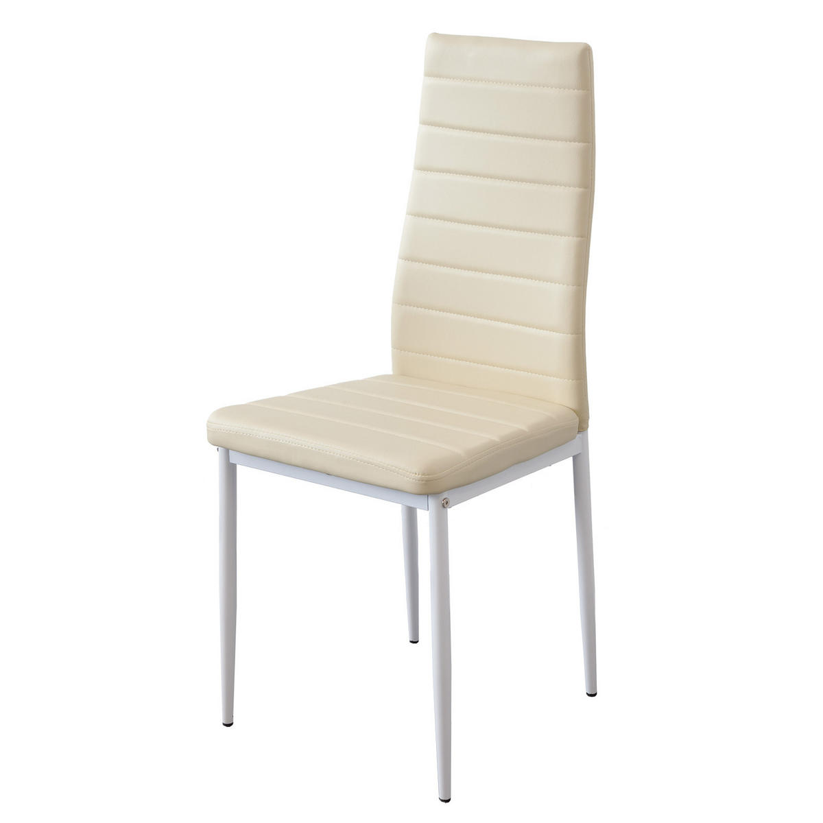 STUHL MILANO Lederimitat Metallbeine 4er Set Beige - Beige, Kunststoff/Metall (42/98/43cm) - Albatros