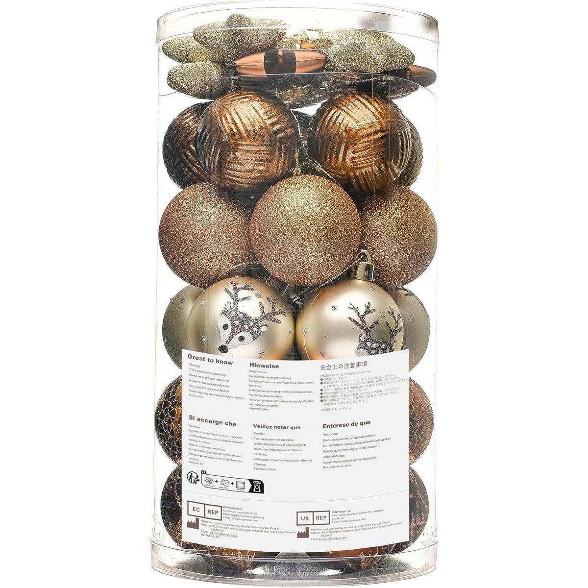 WEIHNACHTSKUGELN 35-teiliges Set 5 cm Kunststoff Kupfergold Bronze - Multicolor, Kunststoff (5/5/5cm)