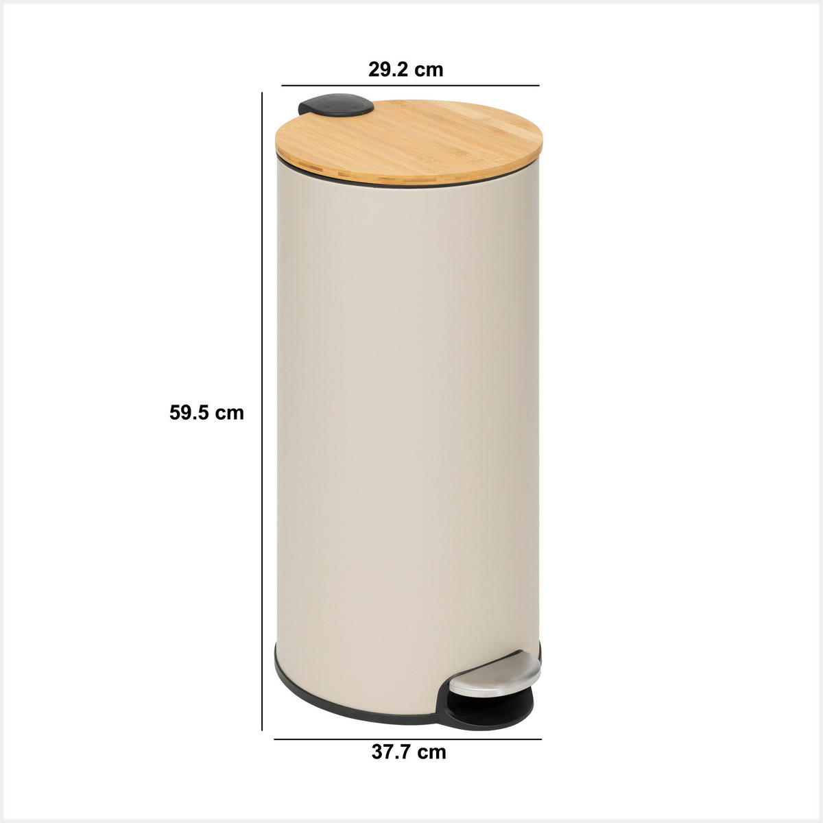 MÜLLEIMER aus Metall Modern 30 l 37,7/29,2/59,5 cm - Beige, Metall (29.2/59.5/37.7cm) - 5five Simply Smart