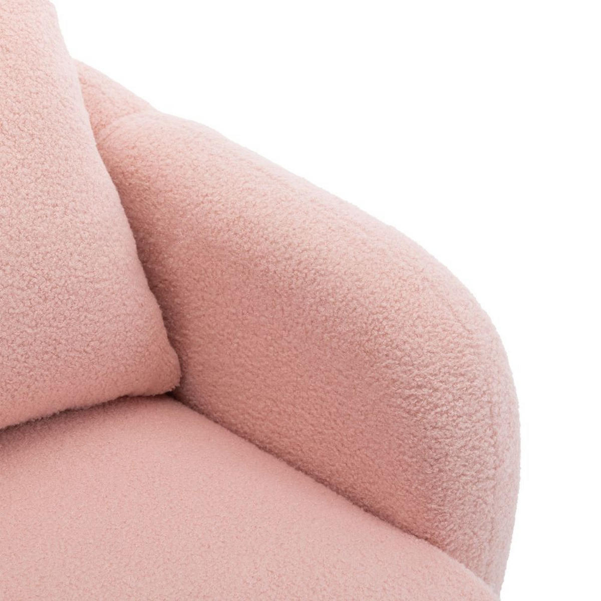 POLSTERSESSEL in Rosa Teddy-Samt with Massivholz-Beinstuhl - Pink, Textil (72/79/71cm) - KOMHTOM