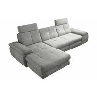 ECKSOFA mit Schlaffunktion und Bettkasten, Brego-Stoff - Chromfarben/Grau, Textil/Metall (274/177cm) - ed exciting design
