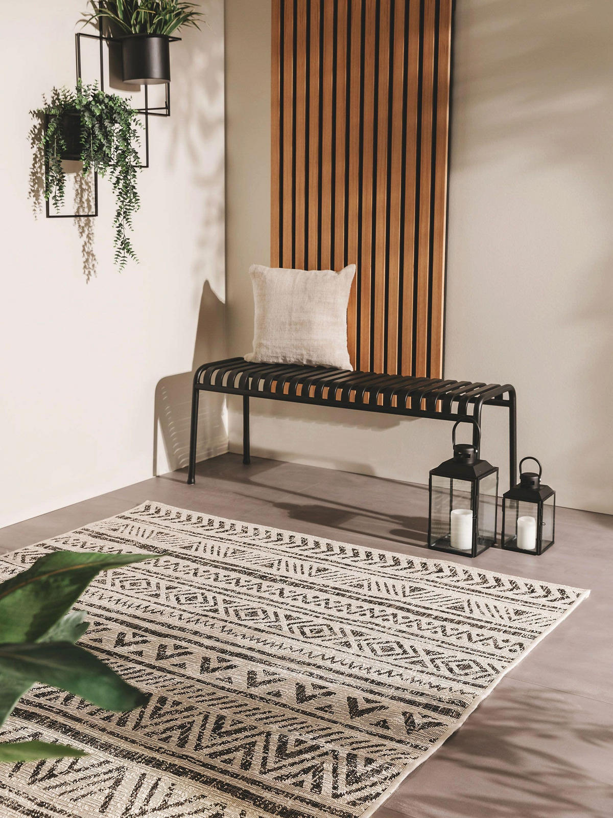 OUTDOORTEPPICH Cleo Weiß/Schwarz 140x200 cm - Weiß, Textil (140/200cm) - benuta Nest