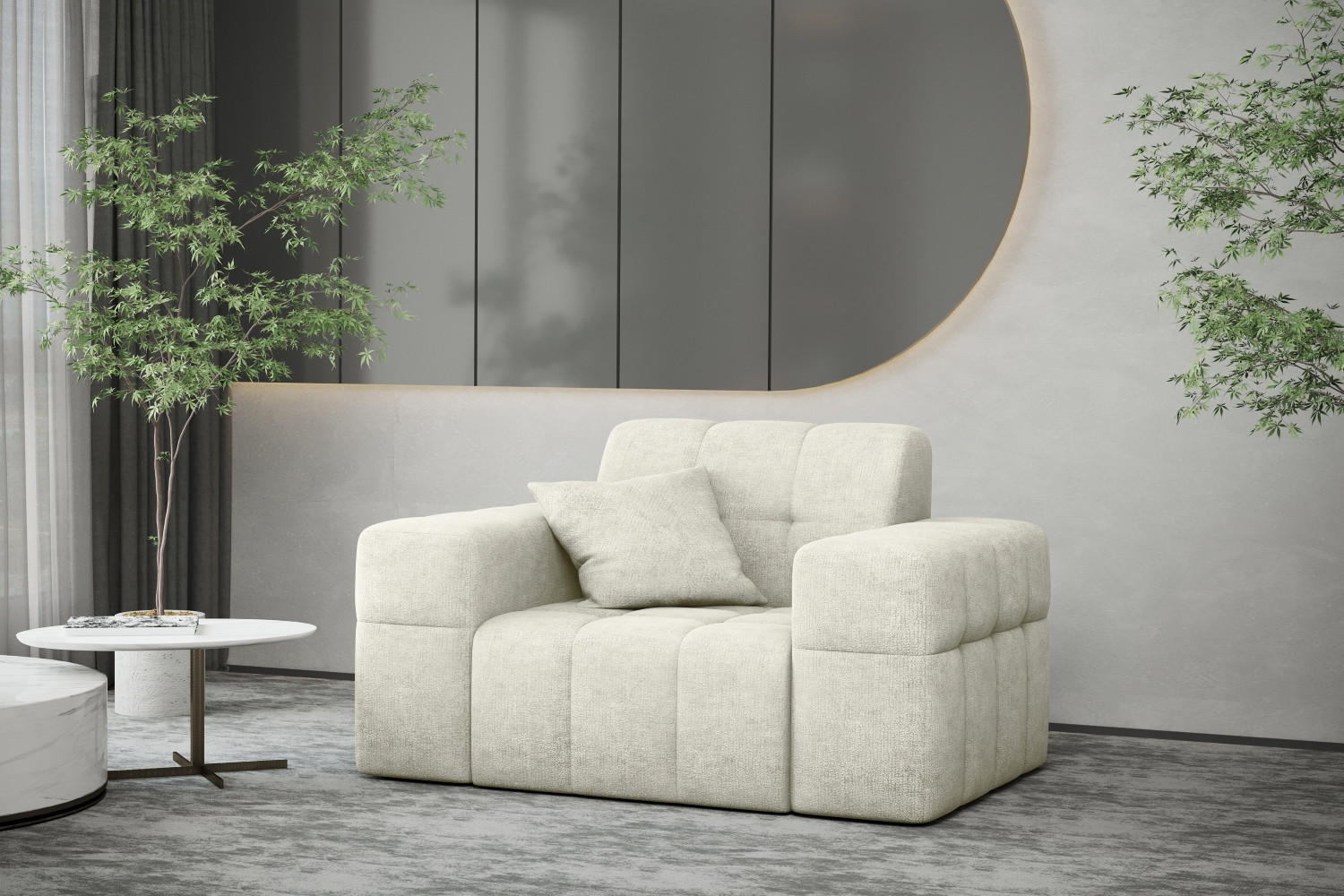 SESSEL NIMES Stoff Perfect Harmony Creme - Creme, Holz/Textil (120/82/92cm) - Kaiser Möbel