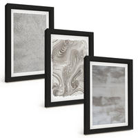 BILDER SET 3er Set - 20x30 cm Schwarzer Rahmen - Industrielle abstrakte Muster - Schwarz, Kunststoff (20/30cm) - TULUP