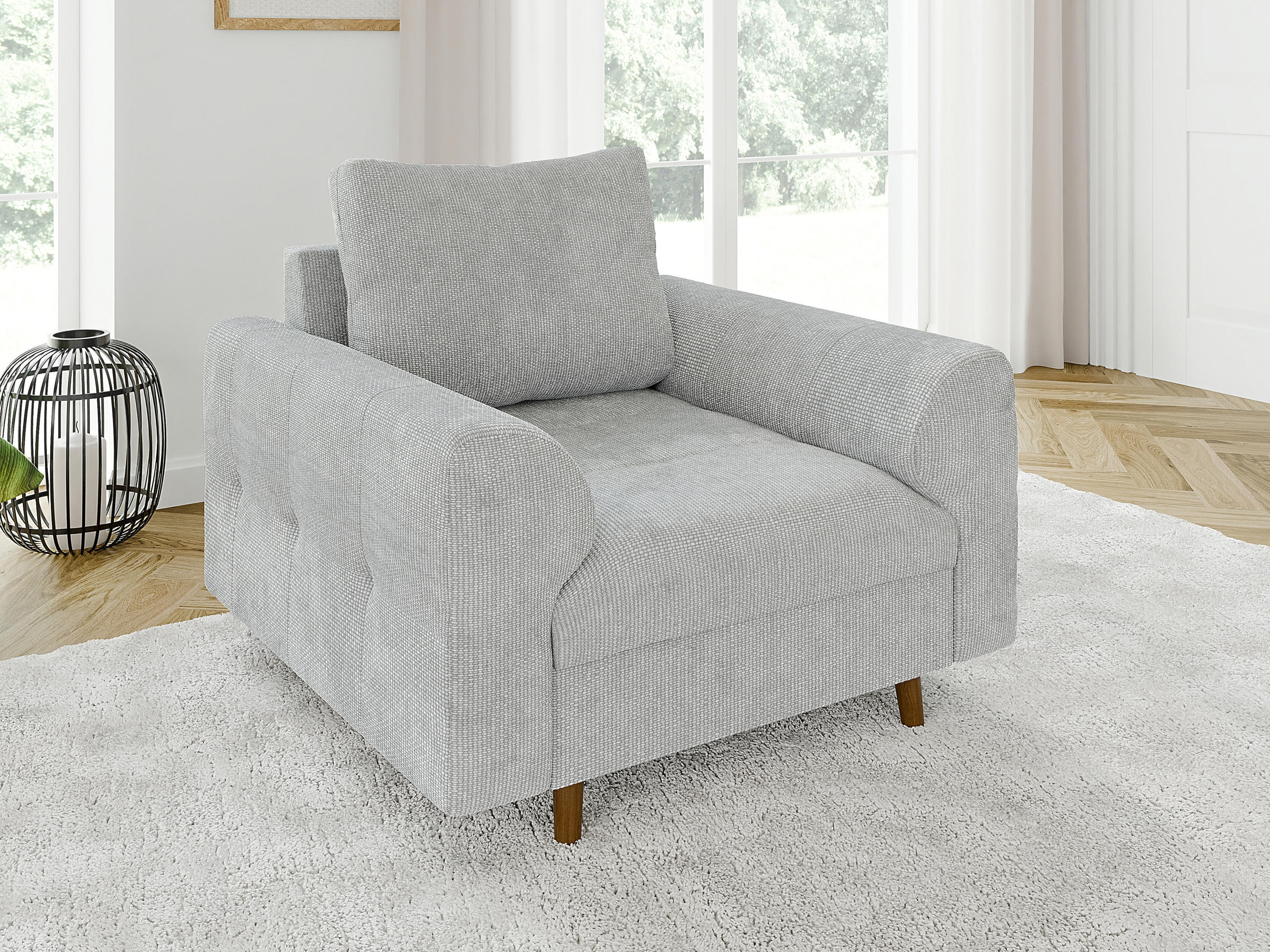 SESSEL Sigurd Hellgrau Chenille - Hellgrau/Braun, Holz/Textil (97/81/93cm) - S-Style Möbel
