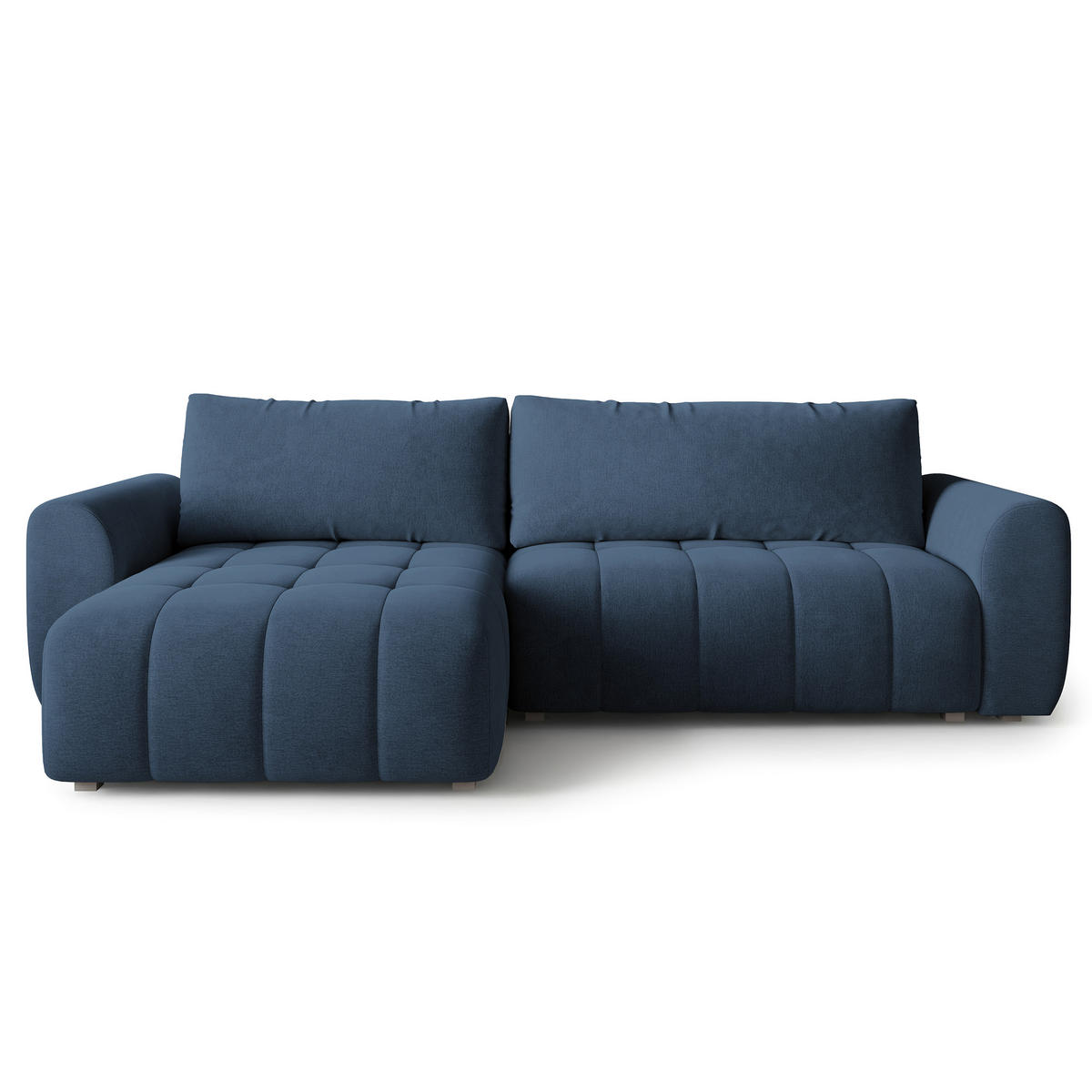 ECKSOFA MODARO CL Blau Samtstoff mit Schlaffunktion - Blau, Holzwerkstoff/Textil (285/148cm) - MASSENO