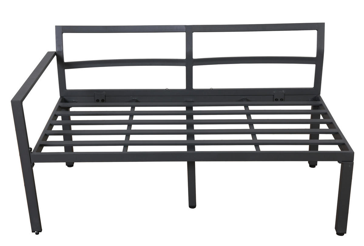 GARTENMÖBEL 147x60x65cm grau aus Metall und Plastik, mit Kissen - Grau, Metall - Modfu