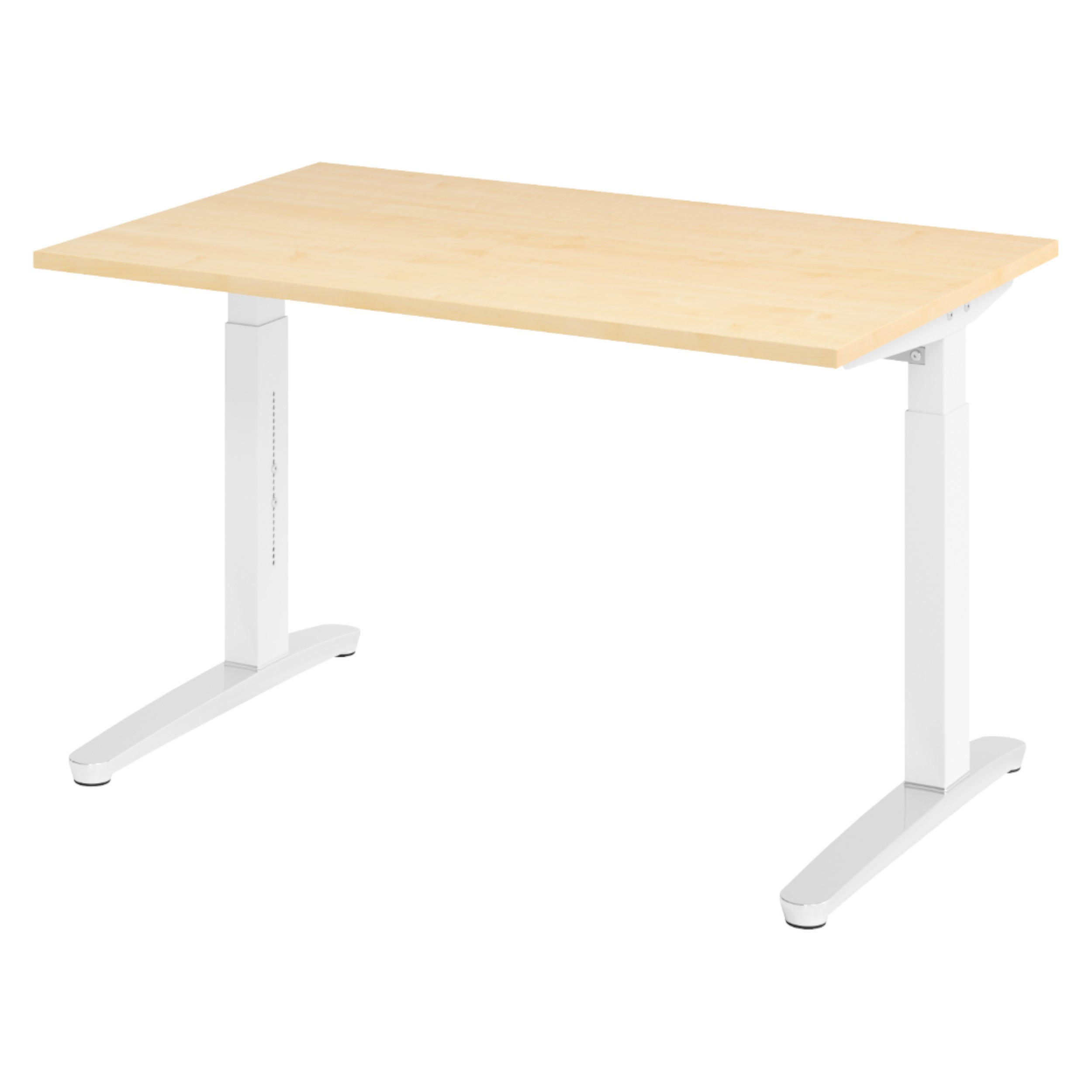 SCHREIBTISCH Serie-XB 80/120/74 cm in Ahornfarben/Weiß/Alu poliert - Ahornfarben/Weiß, Holzwerkstoff (80/120/74cm) - bümö