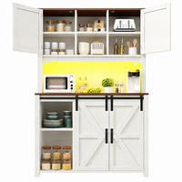 KÜCHENSCHRANK aus MDF 115x40x174,7 cm Weiß mit LED-Beleuchtung, Schiebetüren und Schubladen - Weiß, Holzwerkstoff (115/174.7/40cm) - IVMEU