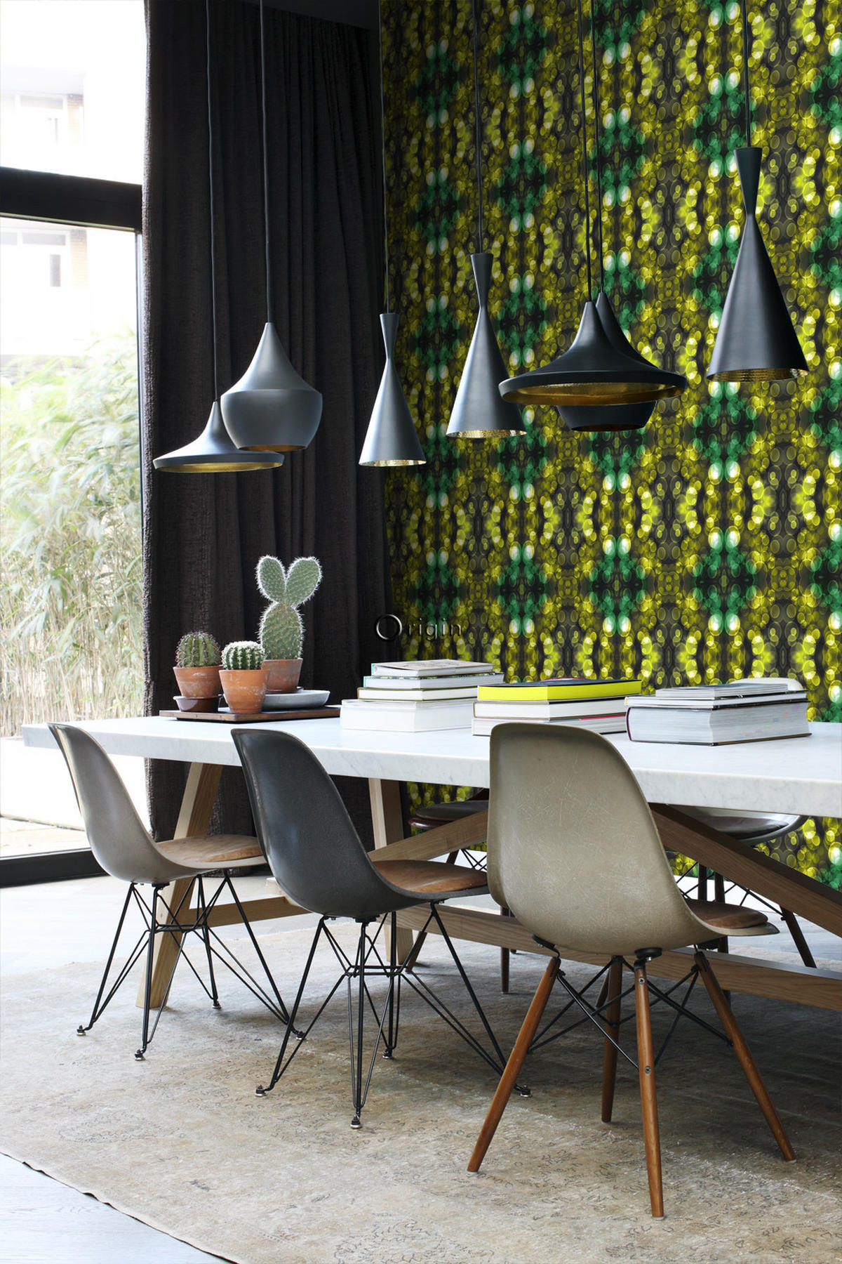 TAPETE Kaleidoskopmuster 53 cm x 10.05 m - Grün, Papier (53/1000cm) - Origin Wallcoverings