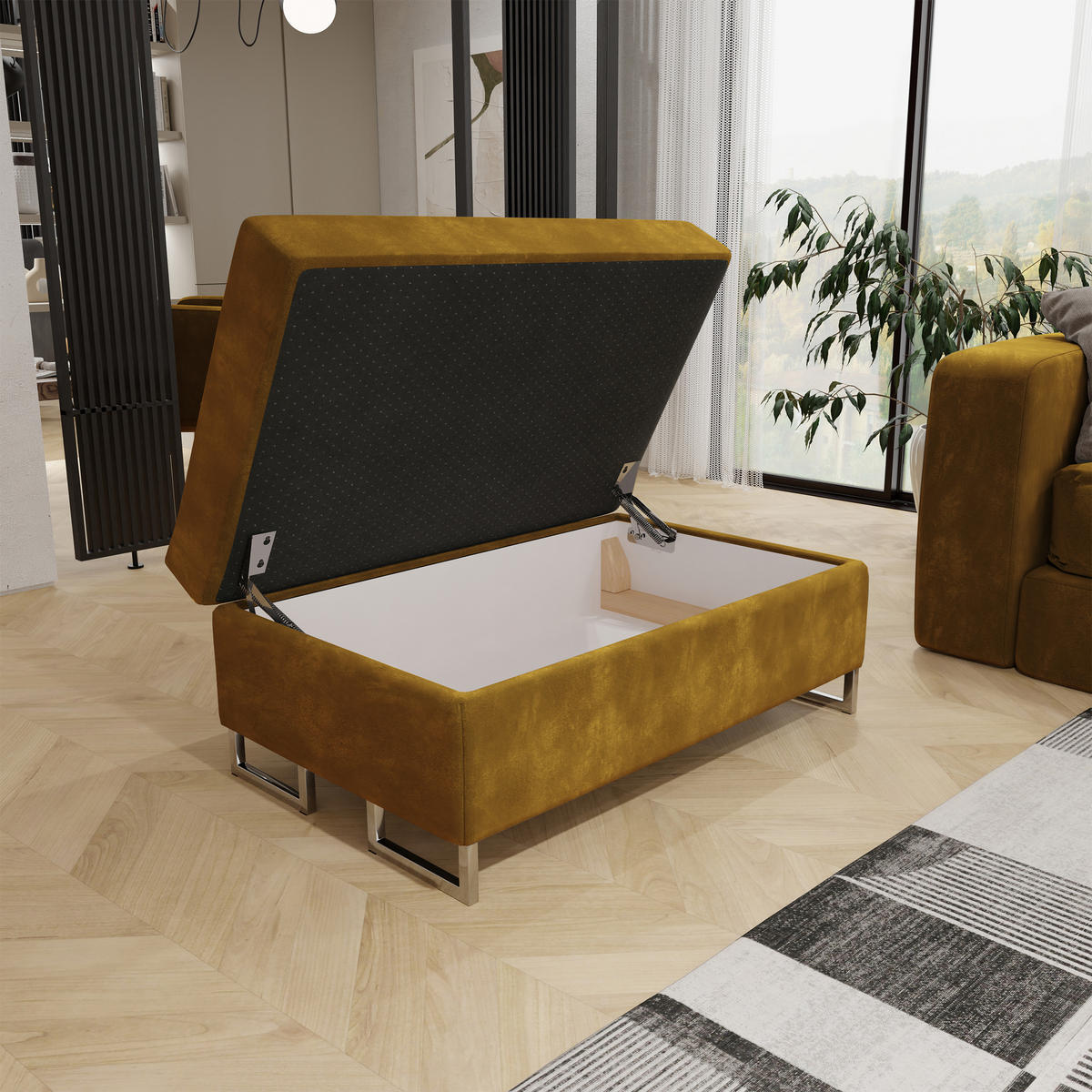 POLSTERHOCKER BARLET Gelb 100x60 cm - Gelb, Textil (100/41/60cm) - MASSENO
