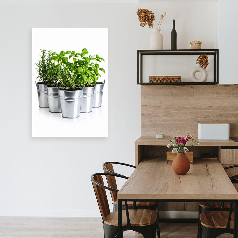 LEINWANDBILD Kräuter Gewürze Pflanzen 60x90cm - Grün, Textil (60/90cm) - Feeby