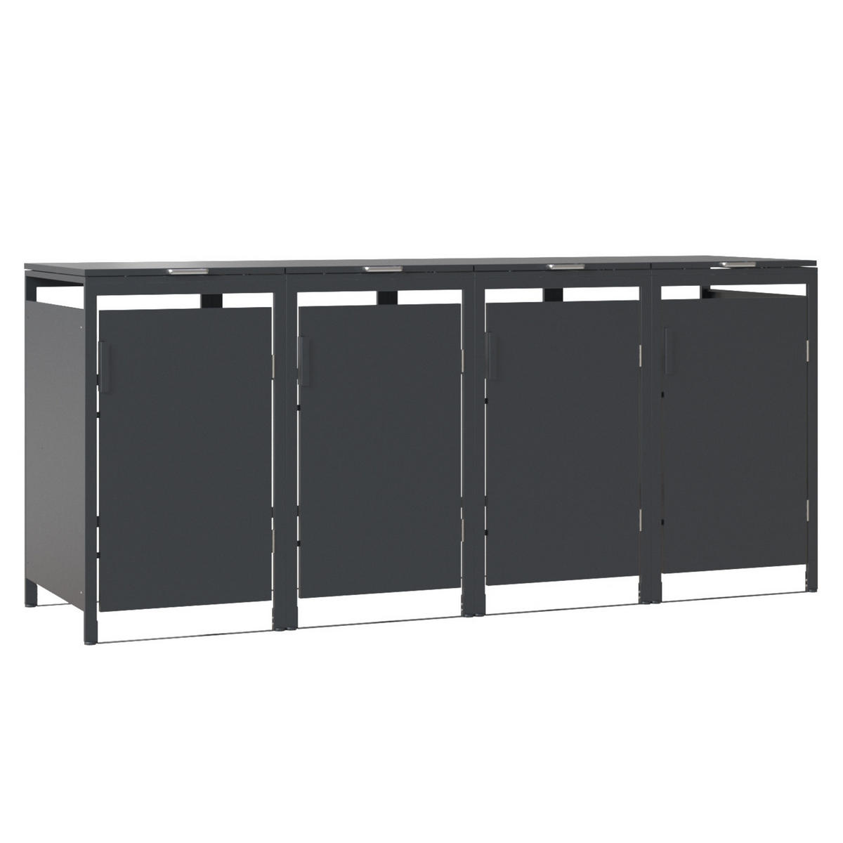 MÜLLTONNENBOX MODUS 4er HxBxT 118,5x272x80cm für 4 x 240 Liter Mülltonnen Verzinkter Stahl - Grau, Metall (272/118.5/80cm)