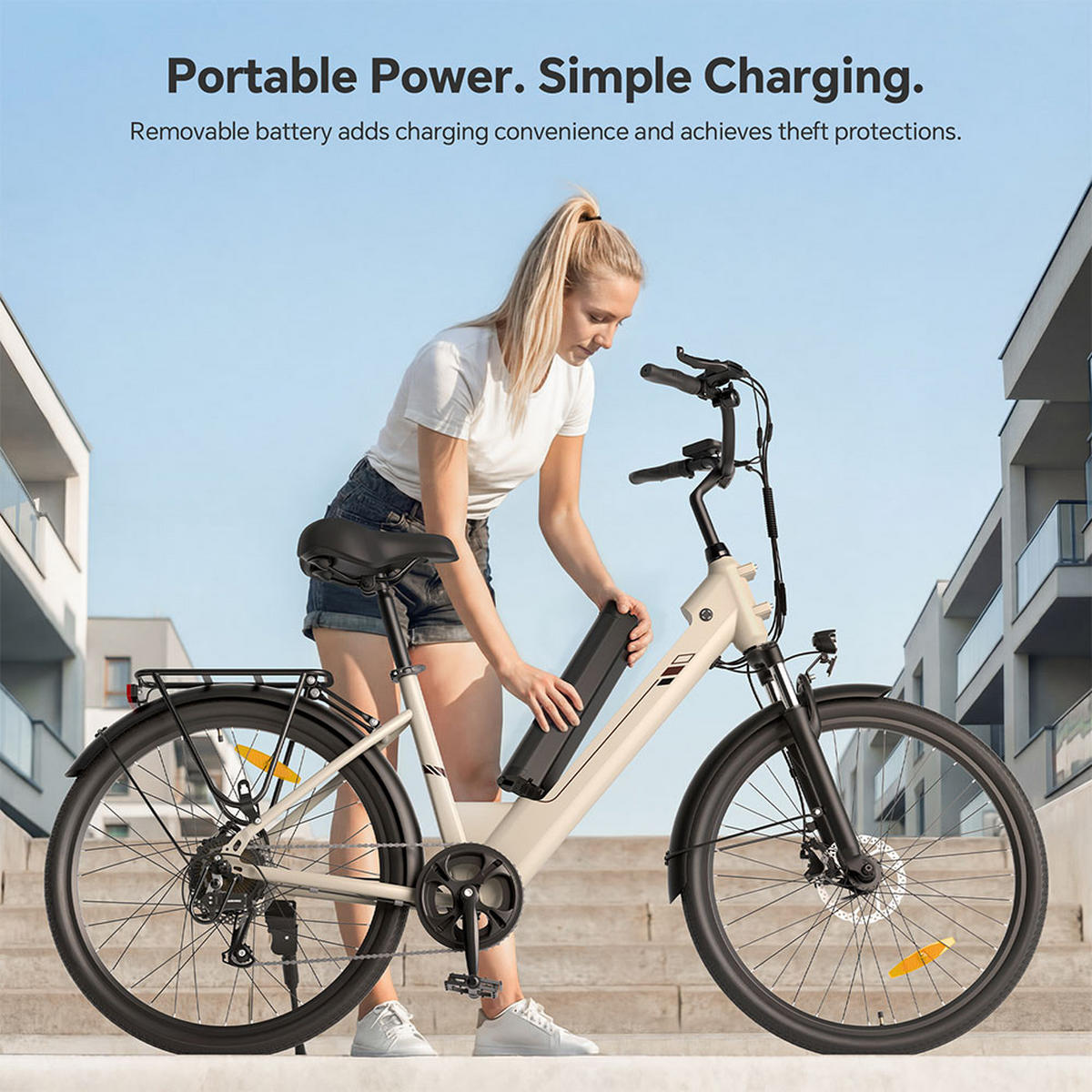 E-BIKE Touroll J2 ST – 100km Reichweite, 250W Motor, Shimano 7-Gang, Step-Thru Rahmen - Grau, Metall (120cm)