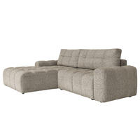 ECKSOFA mit Schlaffunktion - Strukturstoff - Beige/Schwarz, Kunststoff/Textil (268/184cm) - home24