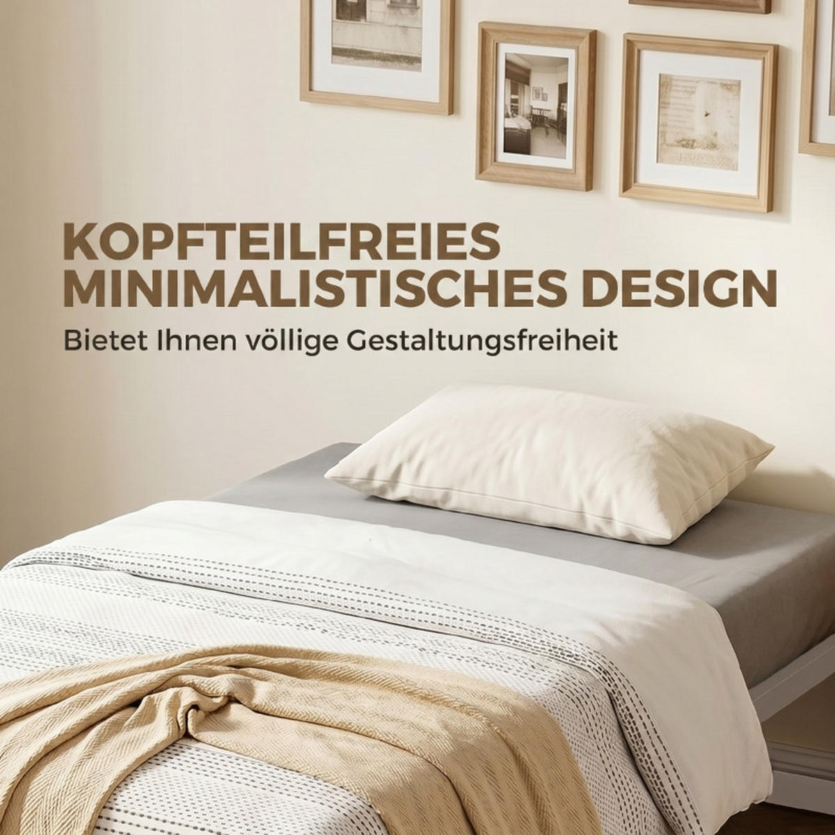 BETTGESTELL 90/200 cm DE-32876 mit Stauraum und Stahl-Lattenrost Weiß - Weiß, Metall (90/200cm) - ComfortXL