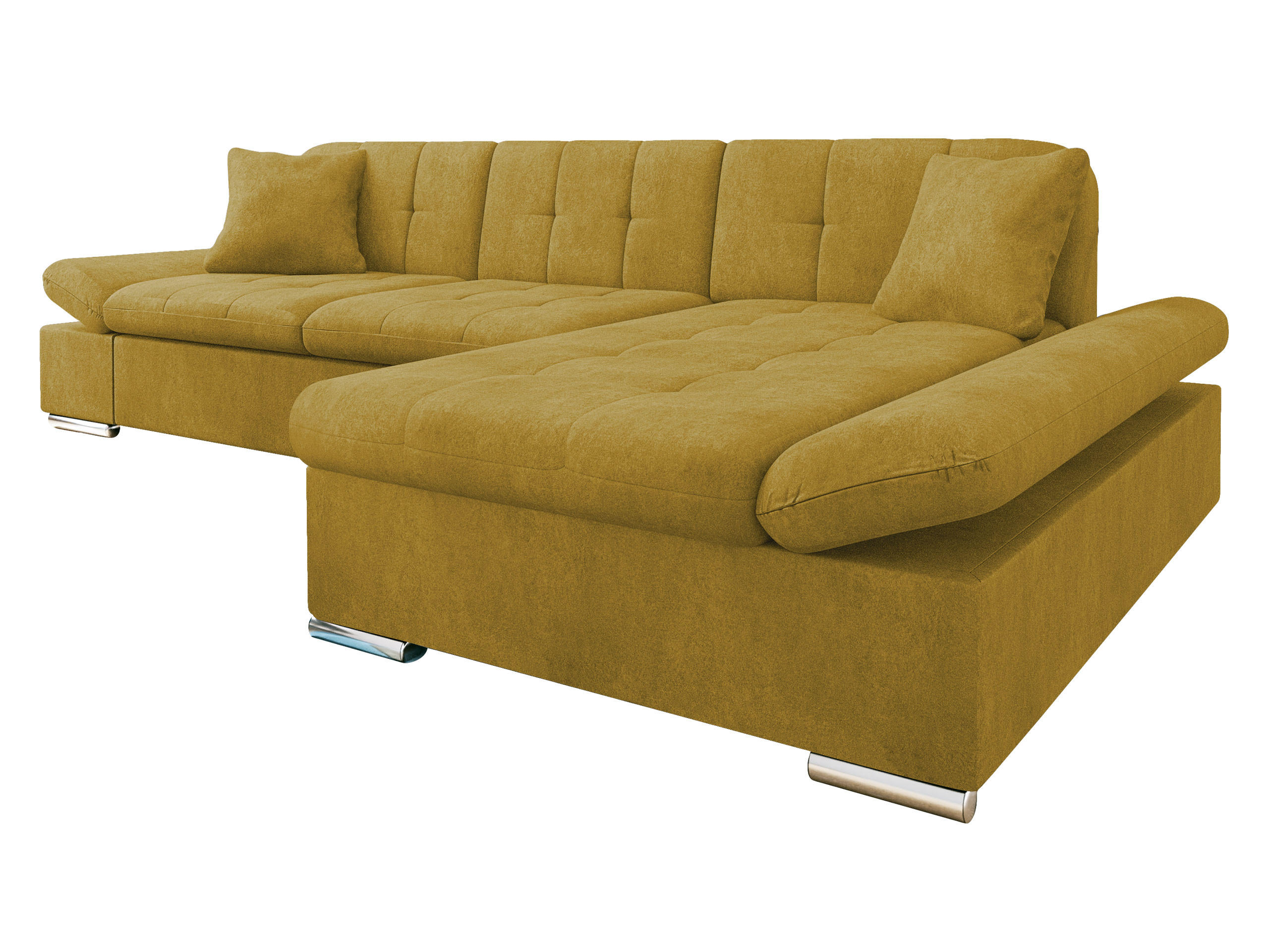 ECKSOFA Malwi Premiumi, Seite: Rechts - Currygelb, Holz/Textil (278/161cm) - MIRJAN24