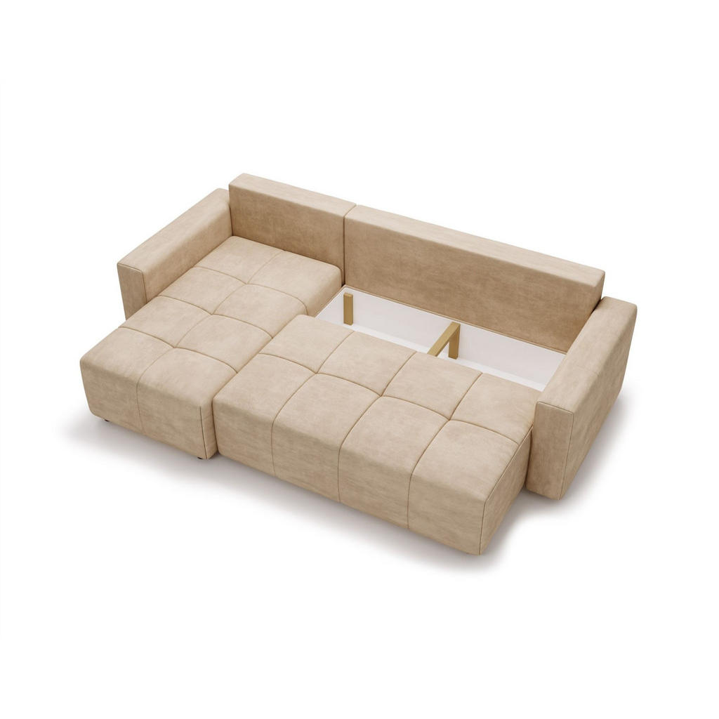 Thumbnail - Fun Möbel Ecksofa, Dunkelblau, Textil, Ottomane links, 231x142 cm, Wohnzimmer, Sofas & Couches, Wohnlandschaften, Ecksof...
