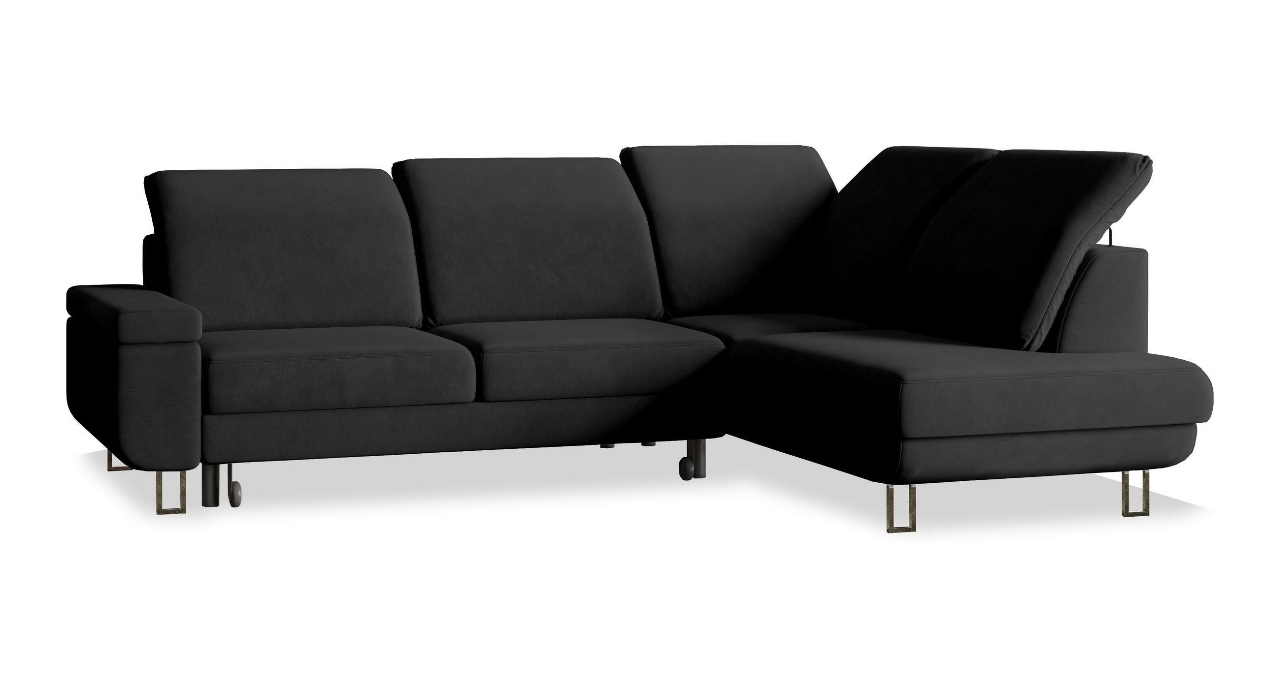 ROHOVÁ SEDAČKA LERMA černá - stříbrná/černá, kov/dřevo (253/190cm) - MASSENO