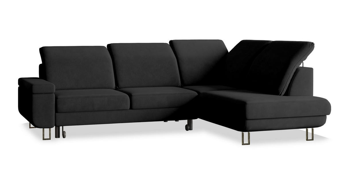 ROHOVÁ SEDAČKA LERMA černá - stříbrná/černá, kov/dřevo (253/190cm) - MASSENO