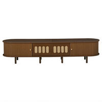 TV-SCHRANK 180/40/40 cm Nussbaum Rattan mit 2 Schubladen und 2 Rolltüren - Nussbaumfarben, Holzwerkstoff (180/40/40cm) - Oxeza