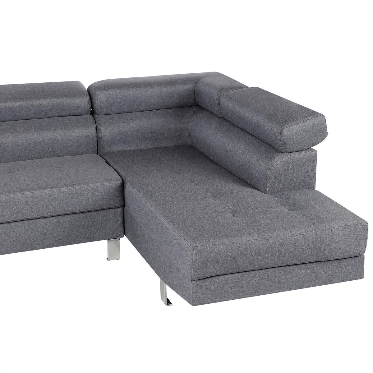 5-SITZER-ECKSOFA Polyester Grau Norrea - Grau, Textil (262/169cm) - Beliani