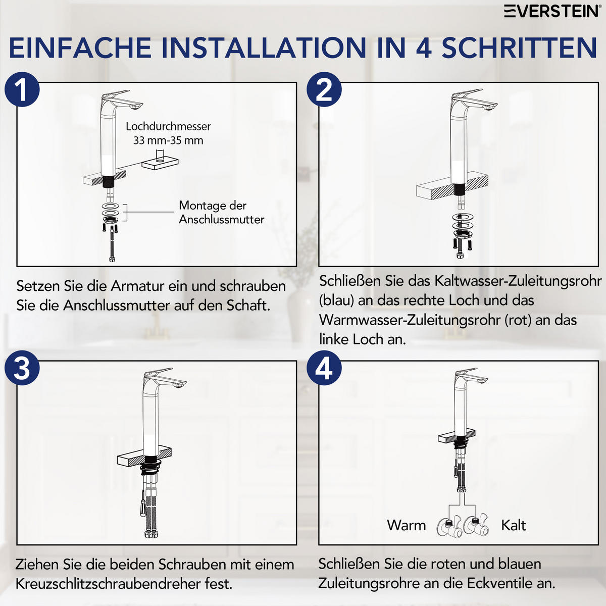 WASCHTISCHARMATUR Schwarz Matt, Hoch, Aufsatzwaschbecken, Einhebelmischer, Softline - Schwarz, Metall (4.6/30.2/20cm) - Everstein