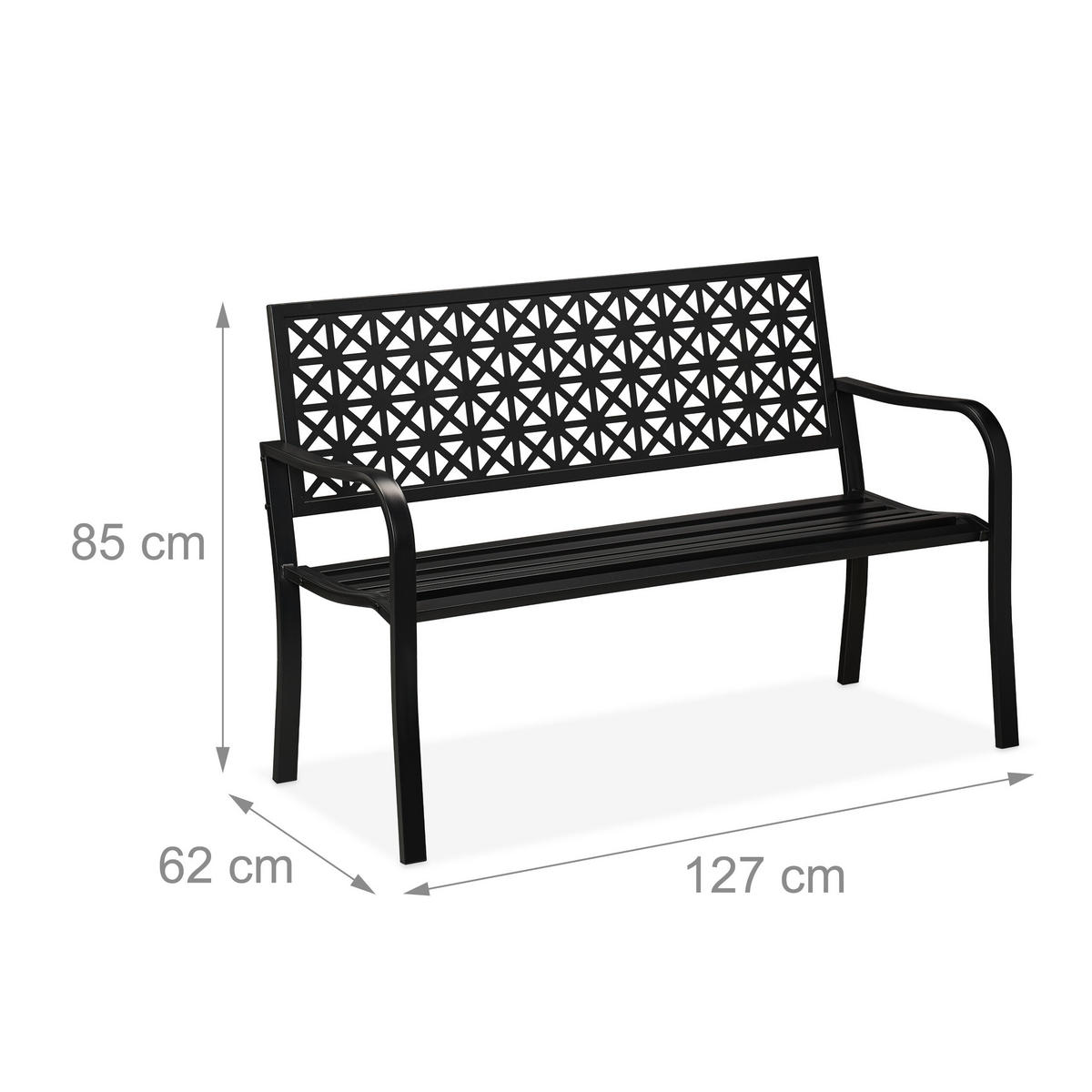 GARTENBANK - Schwarz, Metall (127/85/62cm) - Relaxdays