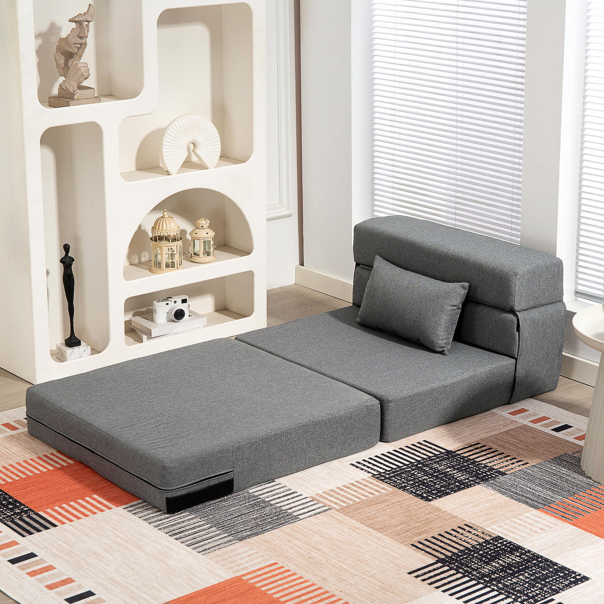 SCHLAFSESSEL DE-14601 pliables, inkl. Kissen Grau - Grau, Textil (80/15/210cm) - ComfortXL