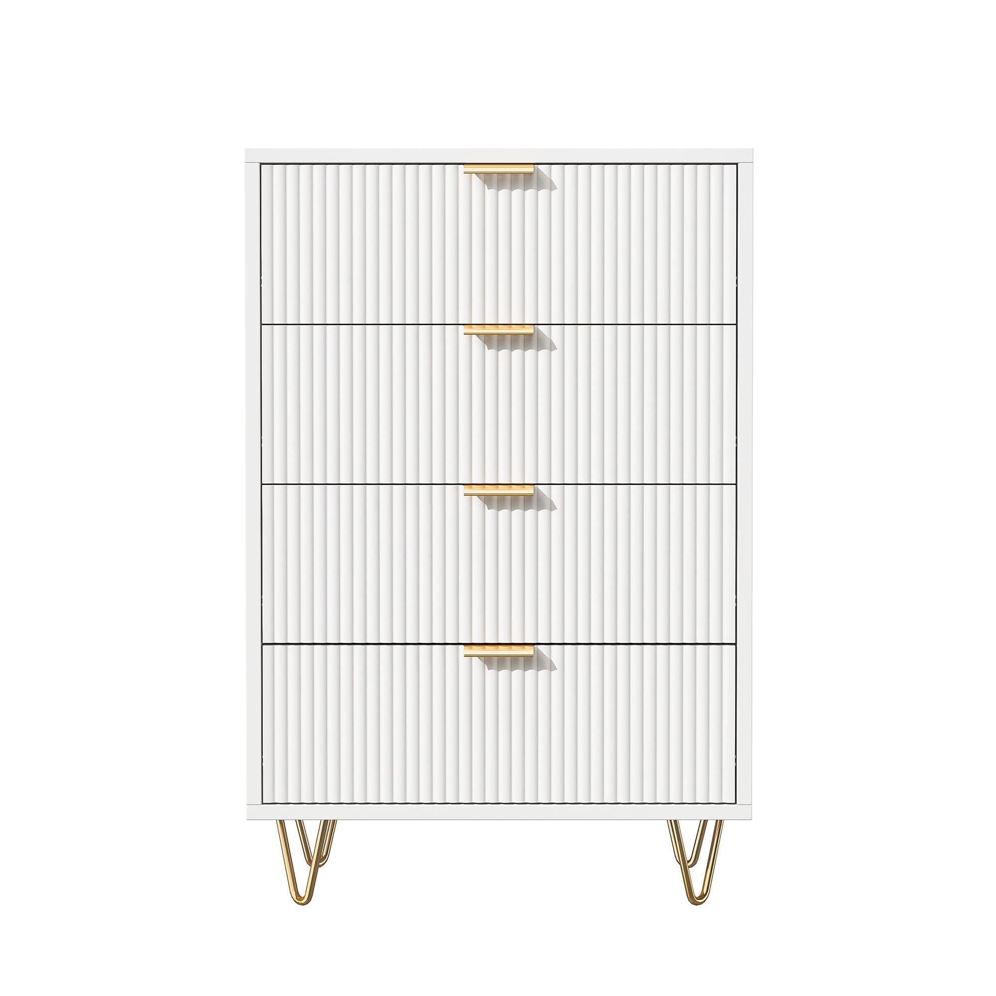 KOMMODE 91x34x60 cm, 4 Schubladen, Goldgriffe, Weiß - Weiß, Holz (60/91/34cm)