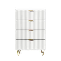 KOMMODE 91x34x60 cm, 4 Schubladen, Goldgriffe, Weiß - Weiß, Holz (60/91/34cm)