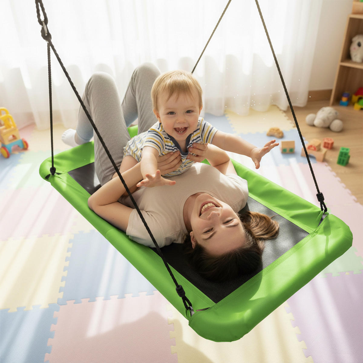 BOGUNGA grön rektangulär 150x80 cm - Grön, Plast/Metall (150/165/80cm) - Relaxdays