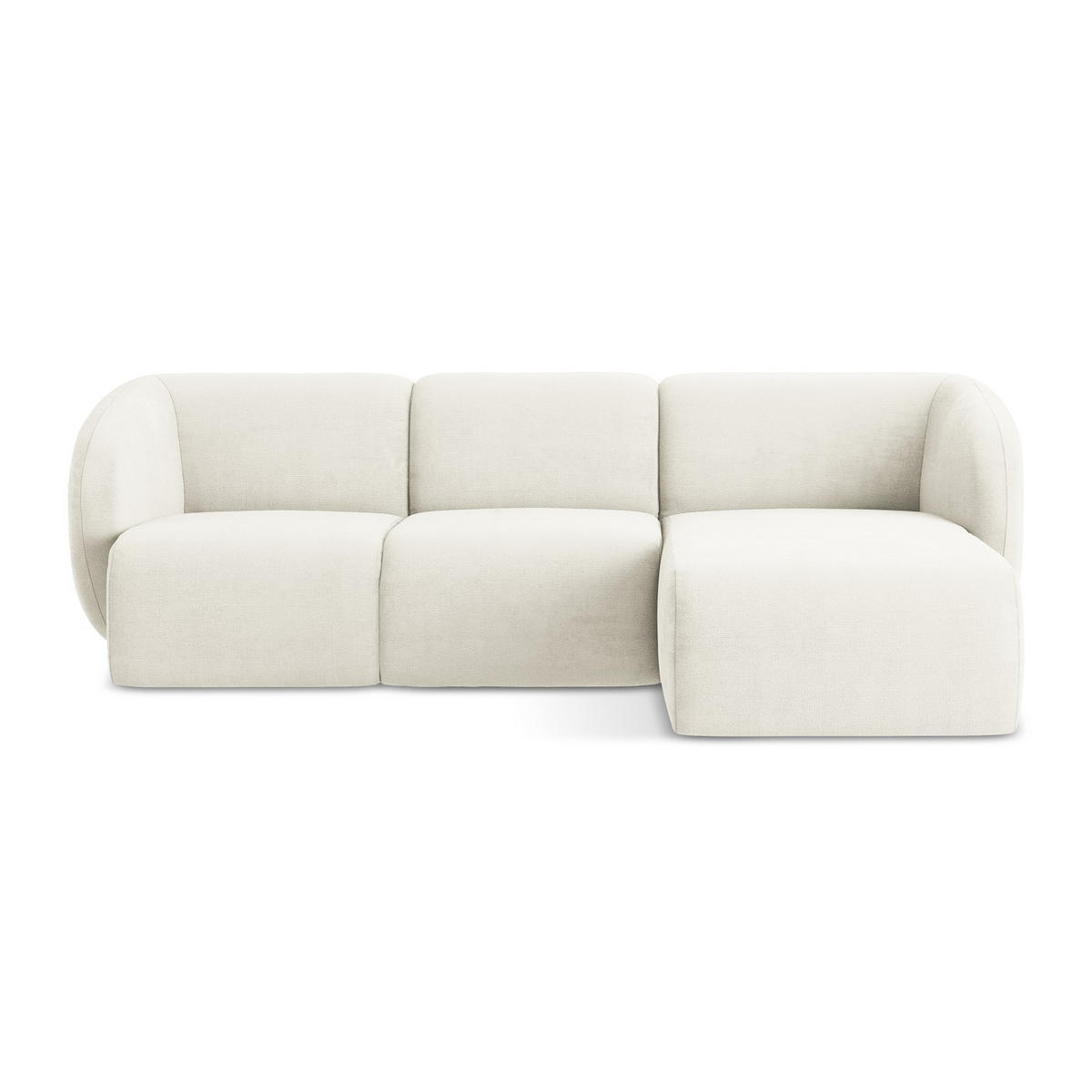 ECKSOFA Rechts Chenille Stoff Weiß - Schwarz/Weiß, Holzwerkstoff/Kunststoff (248/166cm) - LaMiaSofa