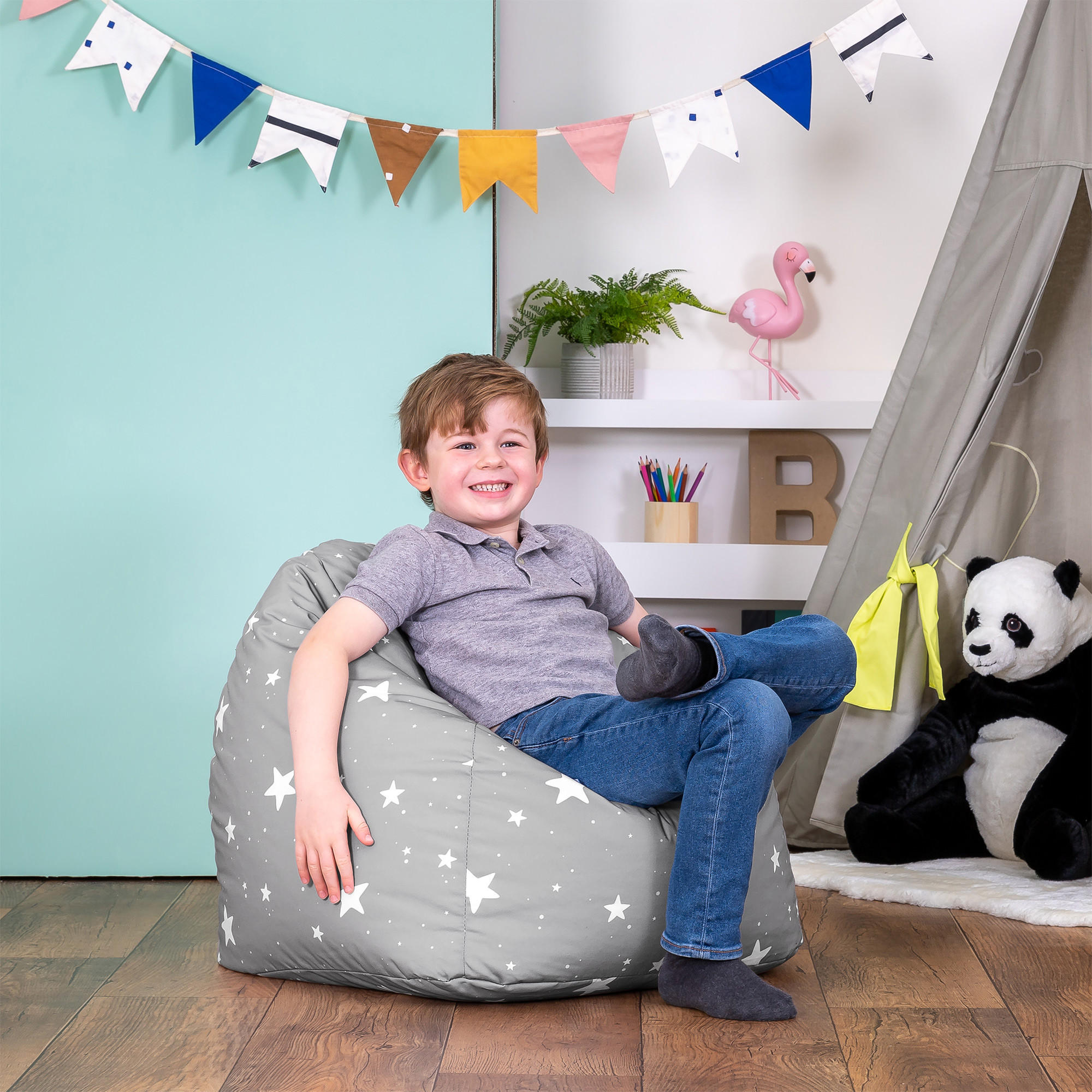 SITZSACK für Kinder Sternenklar - Grau, Kunststoff (53/50/53cm) - icon