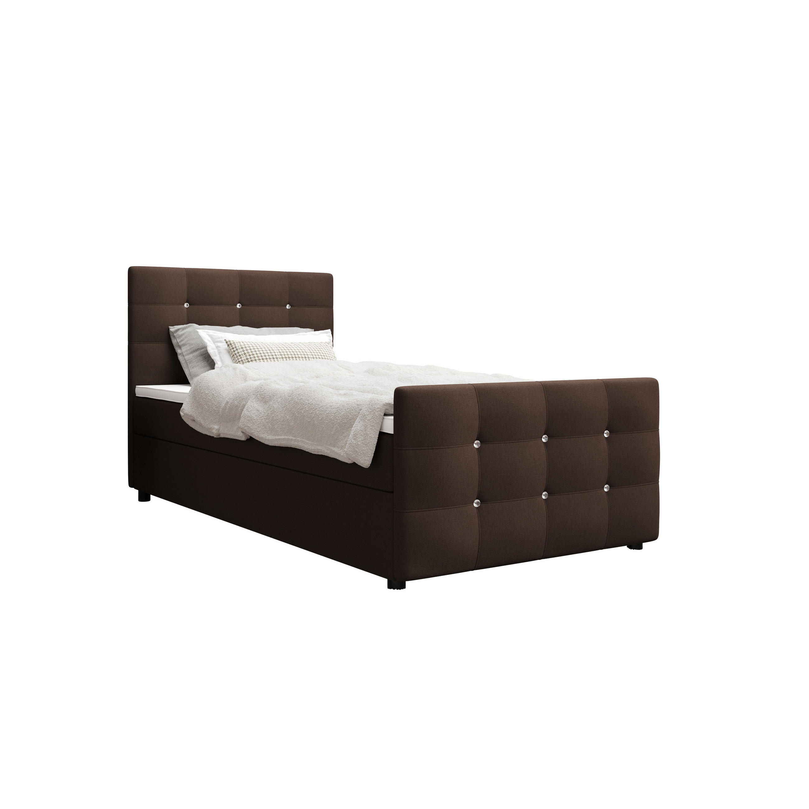 BOXBETT KLEO mini 90x200, mit Matratze H3 und Topper, Cosmic 800 - Dunkelbraun, Holz/Kunststoff (90/200cm) - Bedante